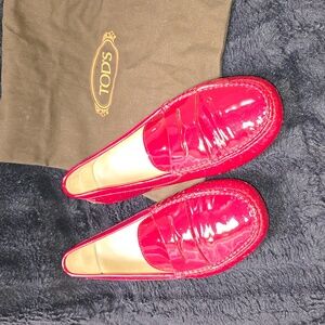 TOD'S Gommino Red Patent Driver Loafer